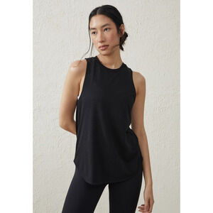 COTTON ON Body Womens Active Muscle Tank Top Black Small Athletic Curve Hem NWT